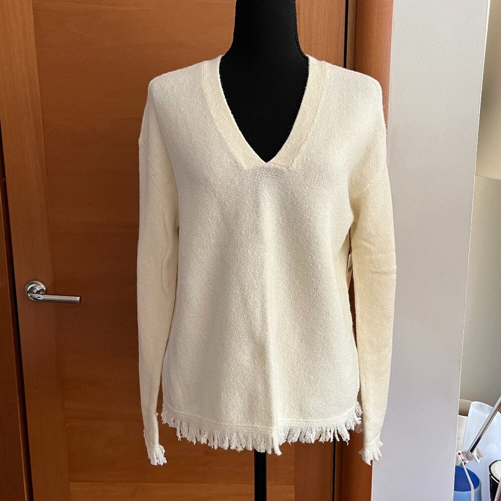 Anthropologie Joy Fringed Wool and Alpaca Blend Sweater Size S NWT